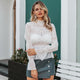 See-through Chiffon Sexy White Holiday Long Sleeve Spring Women's Blouse Shirt