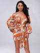 Bohe Deep V Long Sleeve Print Dress