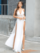 Sexy Lace Corset Blackless Split White Long Dress