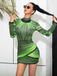 Rose Striped Party Dress