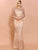 O Neck Long Sleeve Glitter Golden Prom Dress