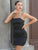 Black Mini Square Neck Bodycon Party Dress MISS ORD 