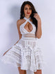 Sexy Hollow White Mini A-Line Dress