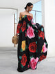 Off Shoulder Floral Print Maxi Beach Dress