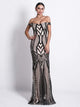 Off Shoulder Sequin Geometric Prom Dress