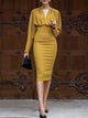 Ribbon High Waist Mermaid Dresse - Yellow