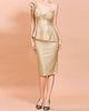 Off Shoulder Gold Glitter Ruffles Bodycon Party Dress