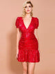 V Neck Short Red Dresses