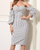 Off Shoulder Striped Knee-Length Dress