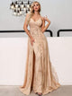 Elegant Sequin Slip Maxi Prom Dress