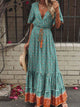 Bohemian Print Summer Dress - Green/Blue