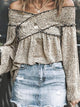 Sexy Off Shoulder Leopard Shirt - Beige