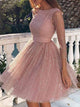 Cute Mini Pink Tutu Backless Sequins Party Dress