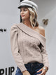 Puff Shoulder Pullover Sweater - Pink/Purple