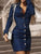 Denim Turndown Bodycon Dress - Blue
