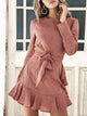 Want To Hug You Bow Ruffles Dresse - Red