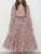 Flowing Floral Print Long Dress - Red