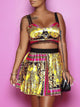 Two Piece Paisley Print Vintage Dress - Yellow