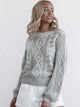 Hollow Out Knitted Sweater - Grey