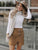 Suede Sequin Skirt  - Yellow