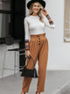 Shopping Time Ruffled High Waist Pants - Orange/Black