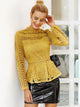 Slim Lace Ruffles Long Sleeve - White/Yellow
