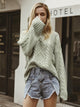 Diamond Knitted Pullovers - White/Green