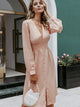 Kiss Me V Neck Satin Midi Dress - Pink/Turquoise
