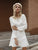 Hollow Out Tassel Dress - Blue/White
