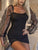 Puff Transparent Sleeve Flexible Dress - Black/White