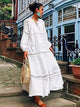 Long Sleeve White A-Line Casual Dress