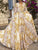 Floral Print V Neck Dress - Yellow