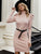 Spying Turtle Neck Bodycon - Ivory/Pink