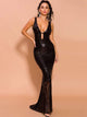 Sexy Cocktail Open Back Sequin Black Dress