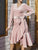 Rock V-Neck Velvet Dress - Pink
