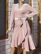 Rock V-Neck Velvet Dress - Pink