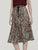 Leopard Print Pleated Midi Skirt - Leopard