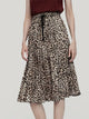Leopard Print Pleated Midi Skirt - Leopard