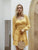 Solid Vintage Ruffles Slim Dress - Yellow/Blue