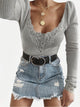 On It Striped Lace Sweater - Grey