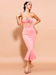 Elegant Pink Rose Fishtail Dress