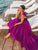 Shoulder Tie Violet Ruffle Dress MISS ORD 