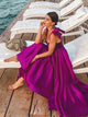 Shoulder Tie Violet Ruffle Dress