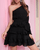 One Shoulder Ruffle Short A-Line Black Dress