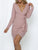 Rose Knitted Long Sleeve Dress - Pink