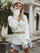Sophie Casual Deep V Knitted Sweater - White