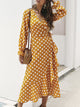 Kila V Neck Wrap Long Dress - Yellow