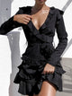 Over Heat V Neck Short Dress - Black