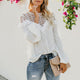 Women's Elegant Hollow Out Ruffled Lace-up Female Cotton Casual Streetwear White Blouse Shirt