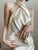 Satin Halter Bodycon Vintage Dress - Yellow